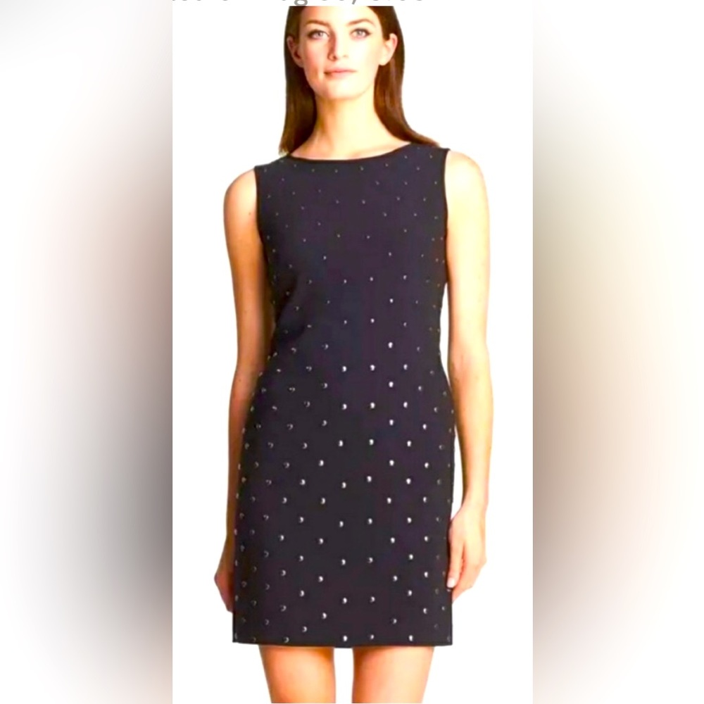 Aidan Aidan Mattox Sleeveless Silver Studded Sheath Dress J525 in Black
